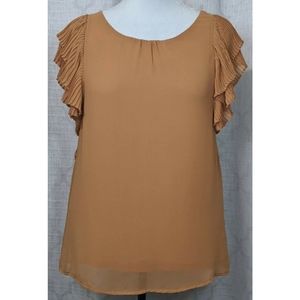 Orange Ruffle Sleeve Blouse / Size Large / by Forever 21